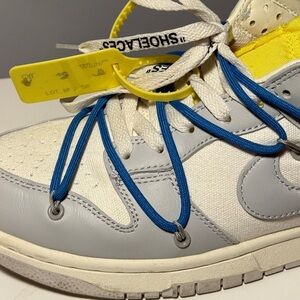 Off White x Nike Dunk Low Lot 10 White Blue Leather Sneaker